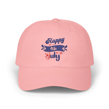 4th of July Dad Cap — "Happy 4th July" Embroidered Patriotic Baseball Hat