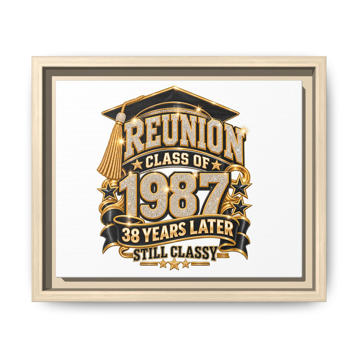 Class of 1987 Reunion Canvas Print — "38 Years Later Still Classy" Framed Art