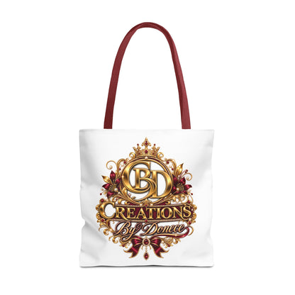 Tote Bag — Creations By Denee Ornate Gold Logo Tote (Designer Logo, Elegant Floral Crest)