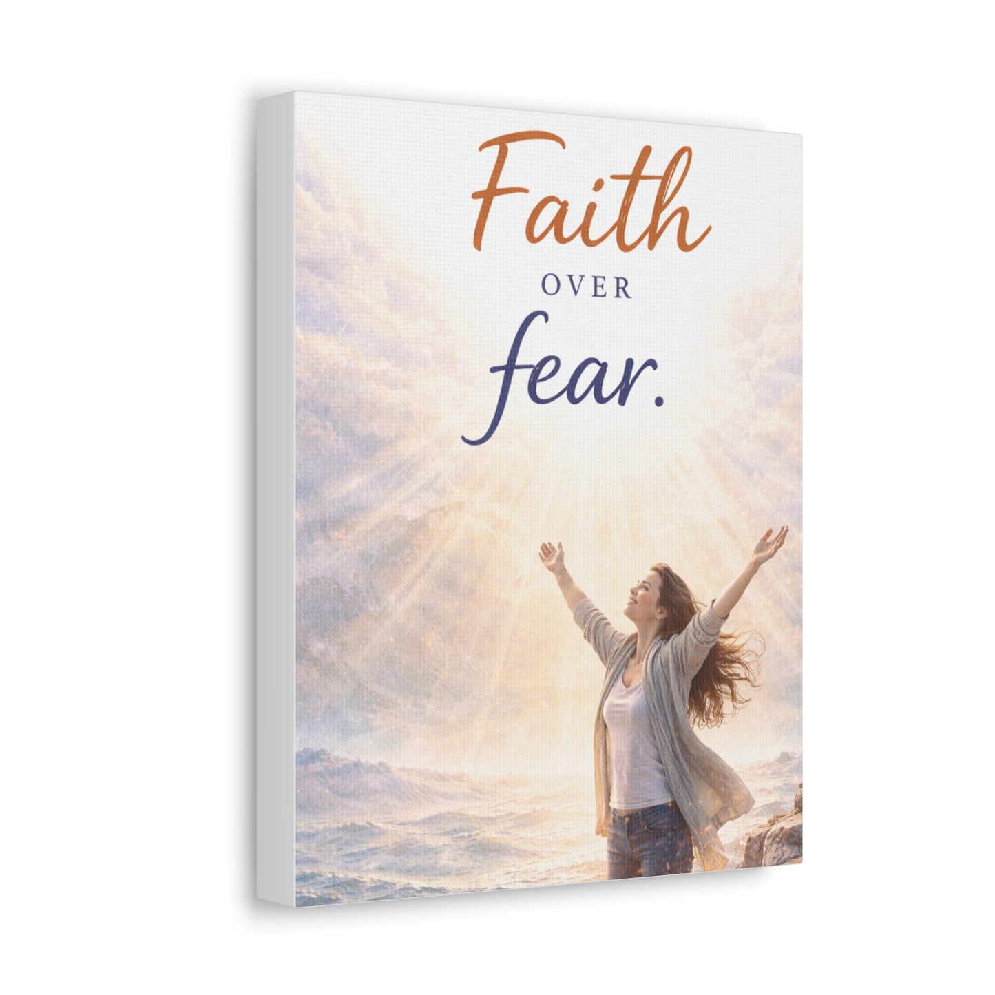 Faith Over Fear Stretched Canvas – Inspirational Christian Wall Art