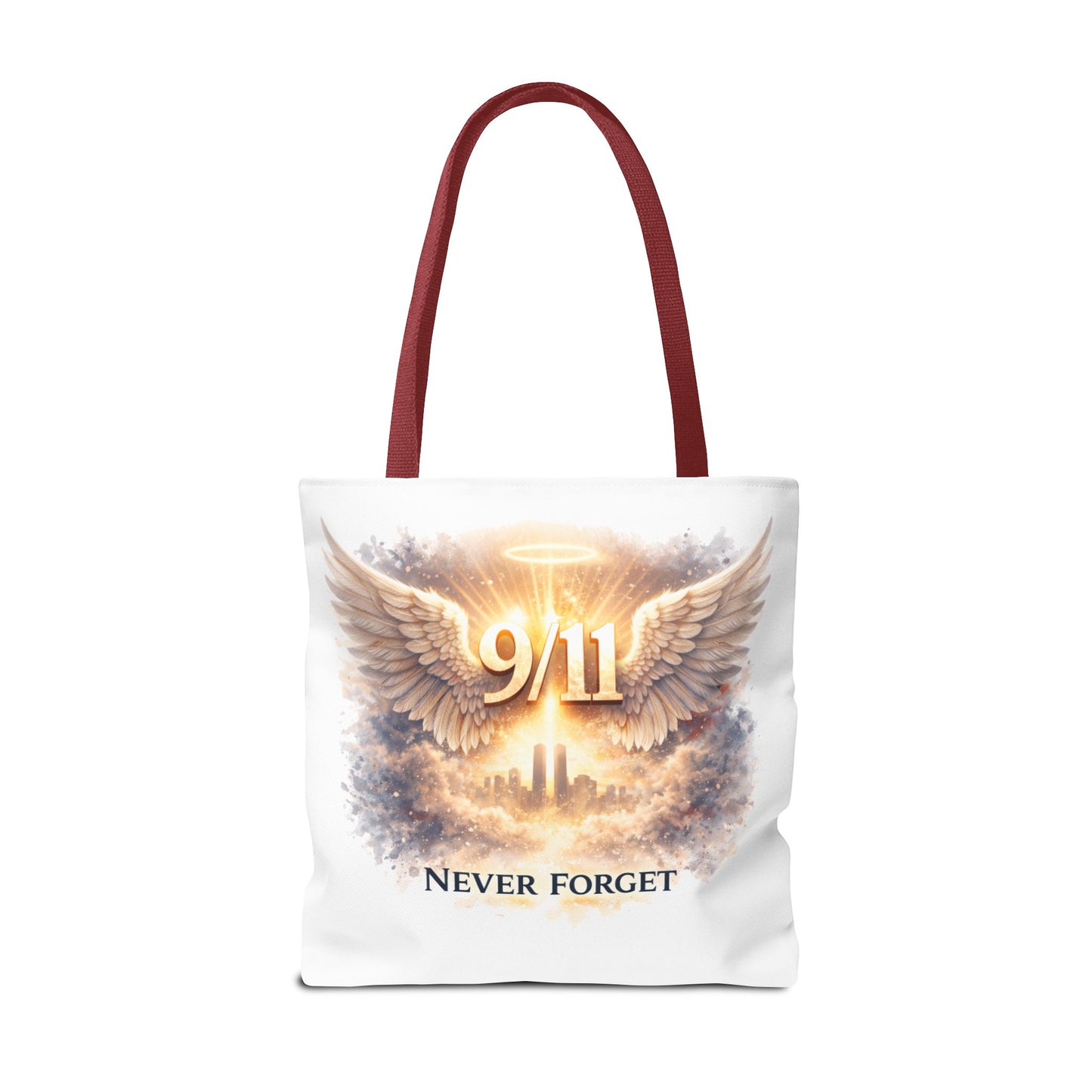 9/11 Memorial Tote Bag – 'Never Forget' Angel Wings Tribute
