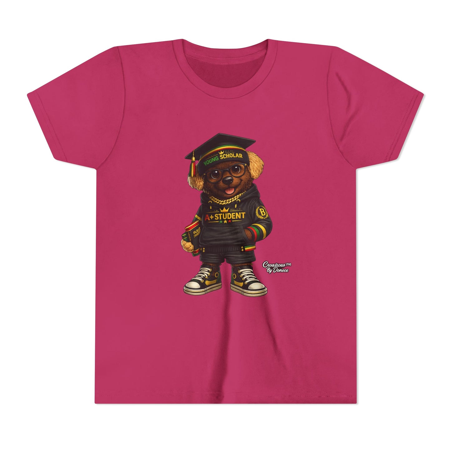 Youth Tee — Scholar Student Bear Graduation Graphic