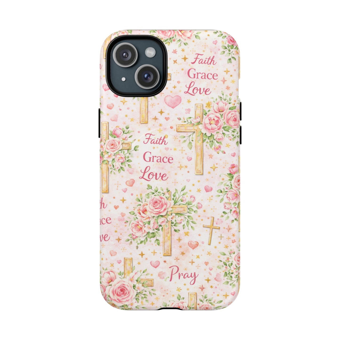 Faith Grace Love Tough Magnetic Phone Case — Floral Cross Protective Cover