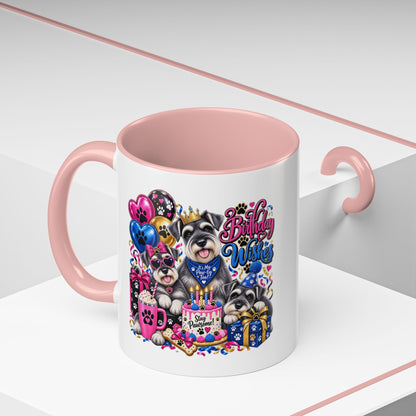 Birthday Wishes Dog Coffee Mug — Cute Paw Print Celebration Mug (11/15oz)