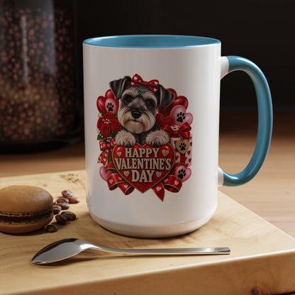 Valentine’s Day Dog Coffee Mug — "Happy Valentine’s Day" Accent Mug