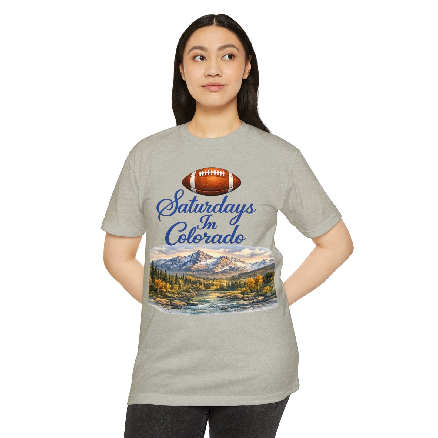 Saturdays in Colorado T-Shirt — Football & Mountain Scenic Tee