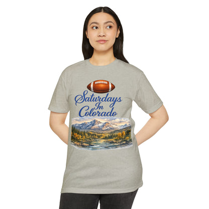 Saturdays in Colorado T-Shirt — Football & Mountain Scenic Tee