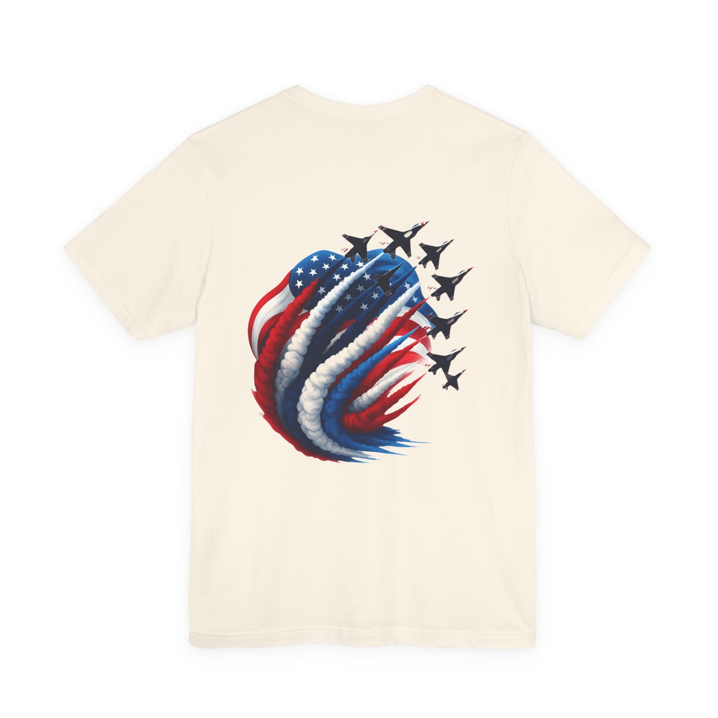Patriotic Jet Flyover T-Shirt — American Flag Smoke Trail Tee
