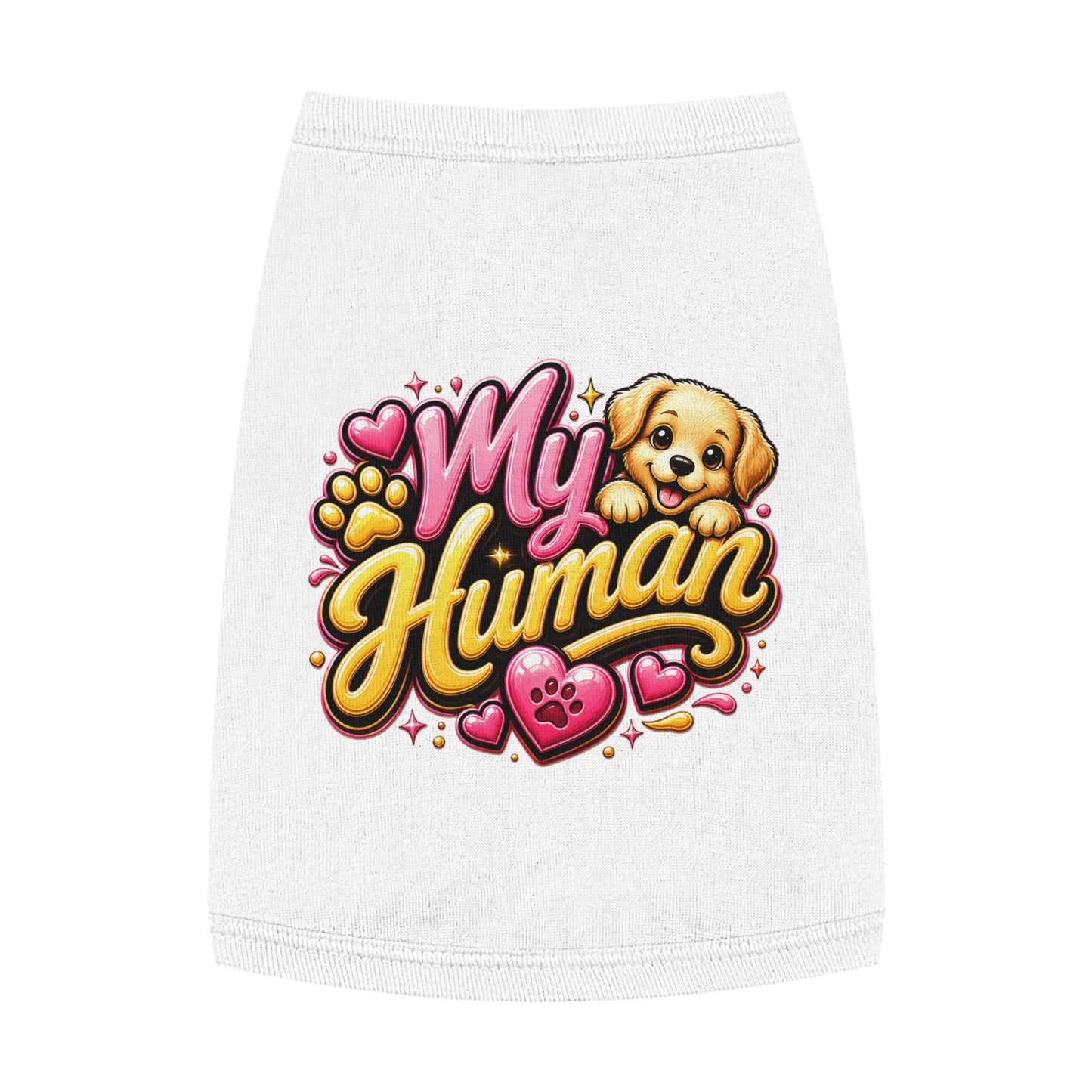 My Human Pet Tank Top — Cute Dog Paw & Heart Graphic