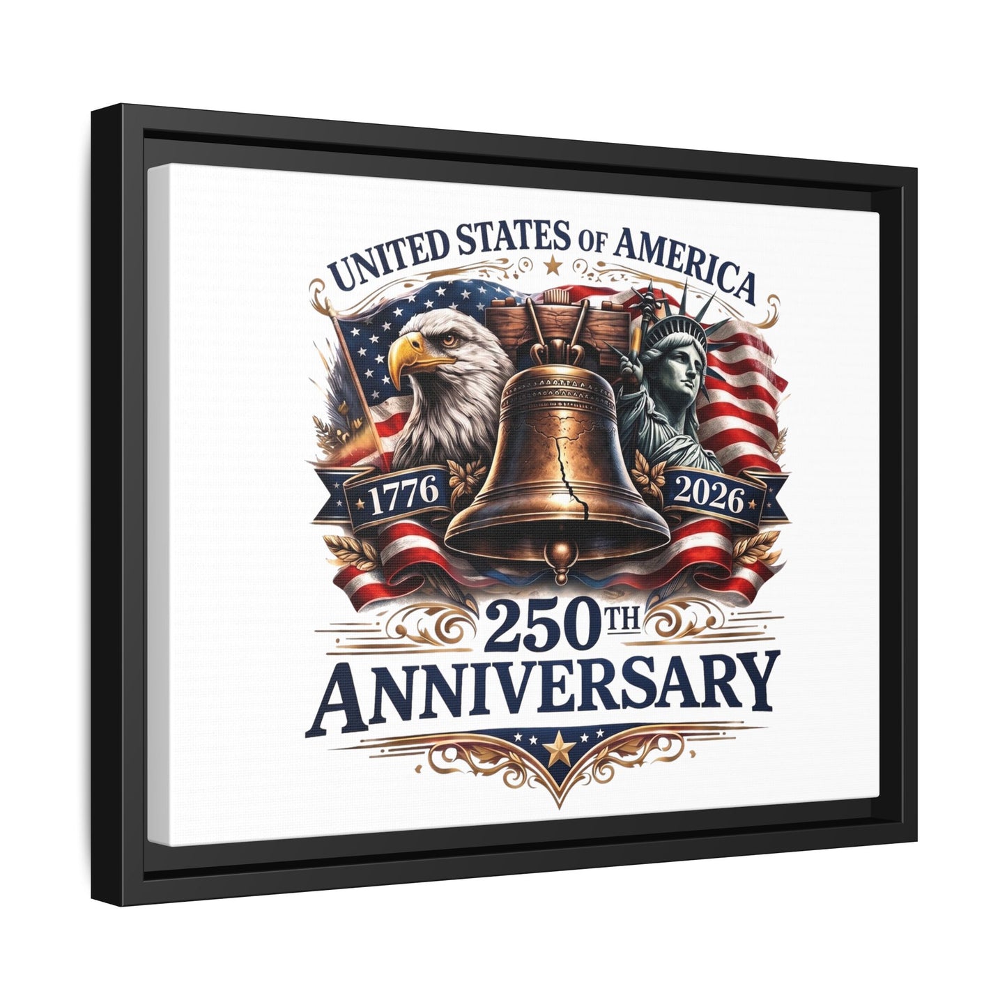 250th Anniversary Framed Canvas - United States of America Patriotic Liberty Bell Print