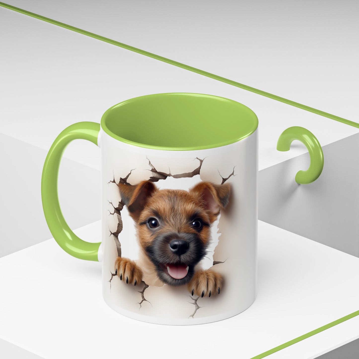 Puppy Peeking Accent Coffee Mug – Cute Dog Lover 11/15oz