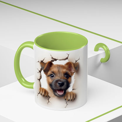 Puppy Peeking Accent Coffee Mug – Cute Dog Lover 11/15oz