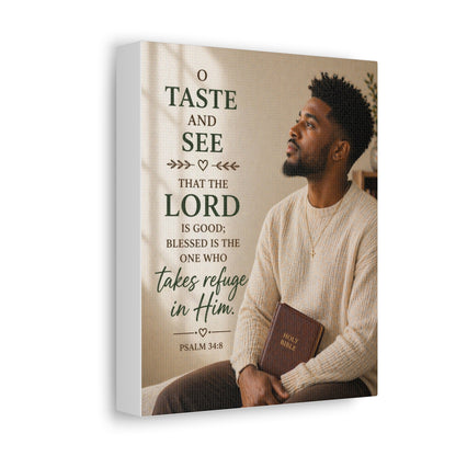 Canvas Wall Art - Psalm 34:8 "Taste and See" Inspirational Christian Prayer Print