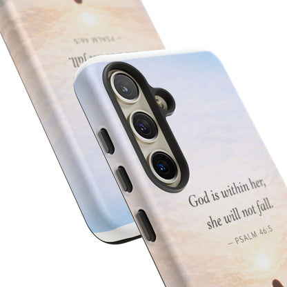 Inspirational Psalm 46:5 Phone Case — 'God is within her, she will not fall' Christian Phone Cover