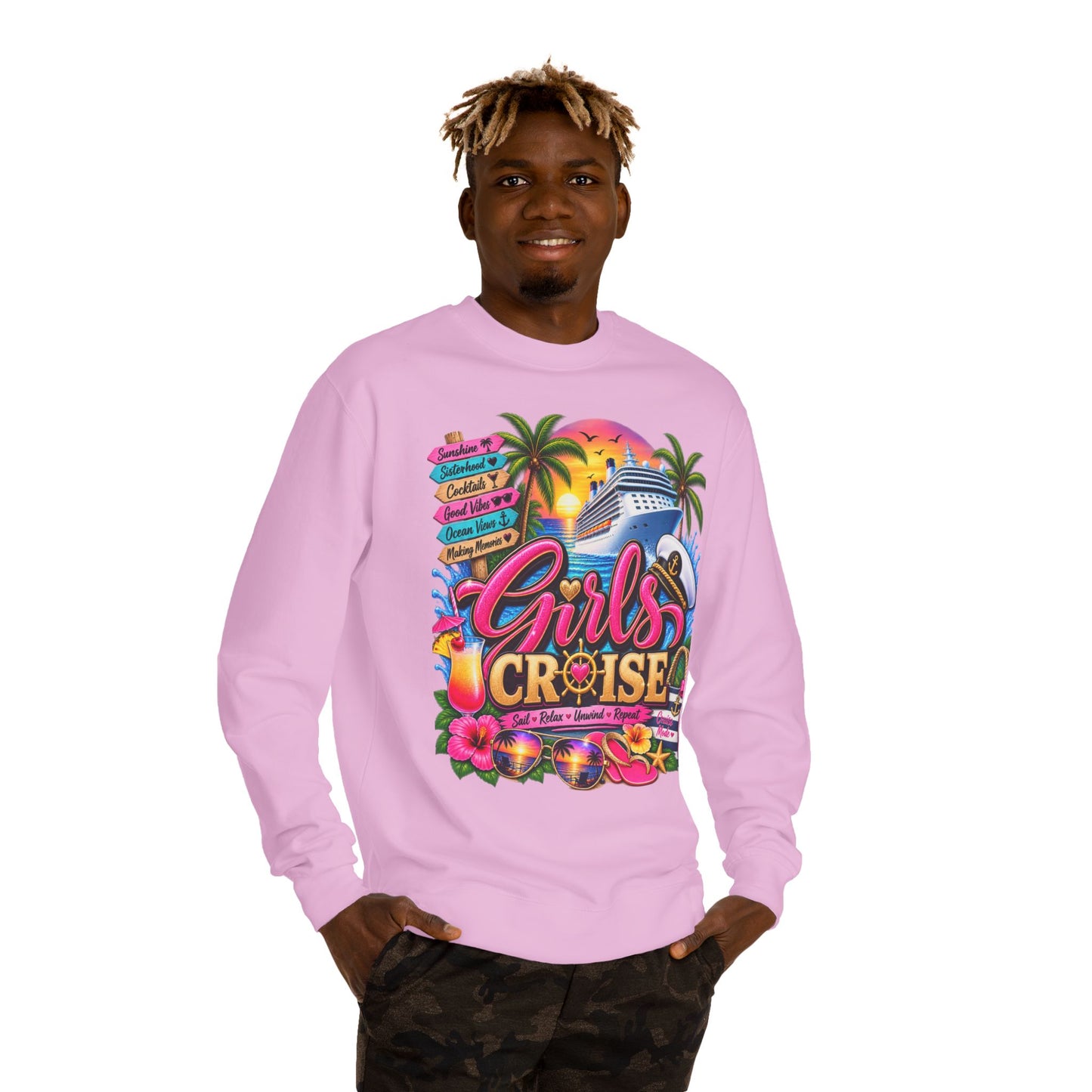 Girls Cruise Sweatshirt — Tropical Bachelorette/Group Vacation Crewneck