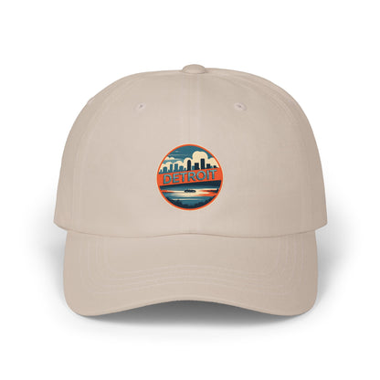 Detroit Skyline Dad Cap – Retro Circle Patch Hat