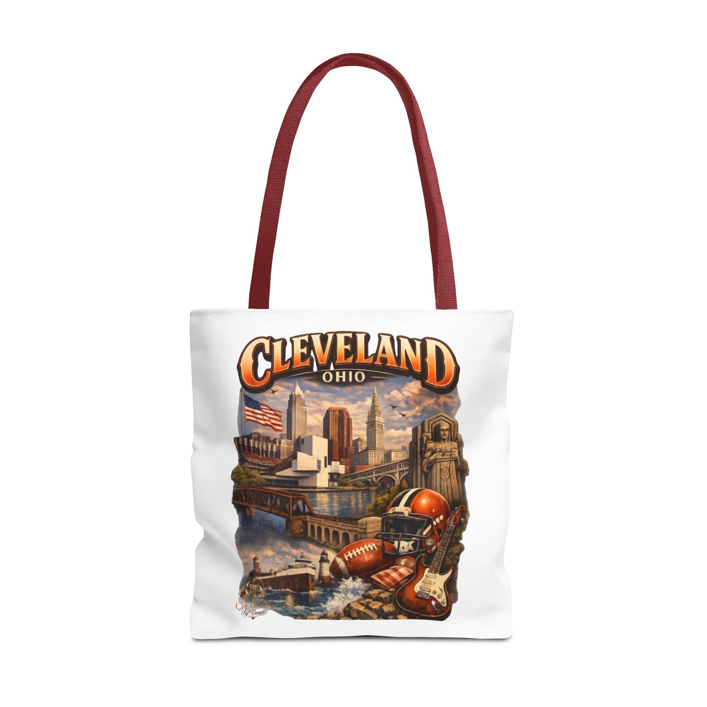 Cleveland Cityscape Tote Bag — Vintage Ohio Skyline & Sports Montage