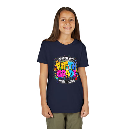 Fifth Grade T‑Shirt for Kids - "Watch Out Fifth Grade Here I Come" Back-to-School Tee