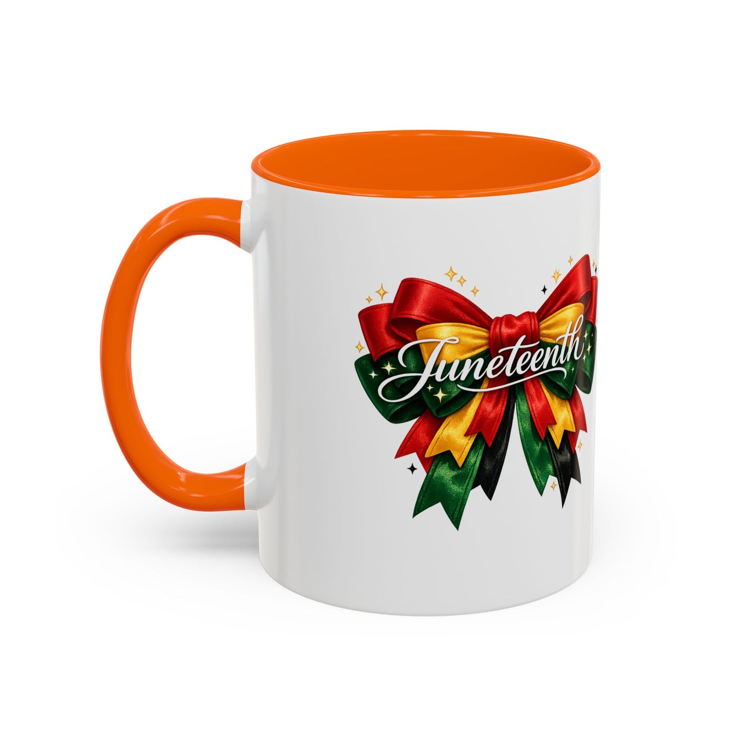 Juneteenth Ribbon Coffee Mug — Black/Red/Green Celebration Accent Mug