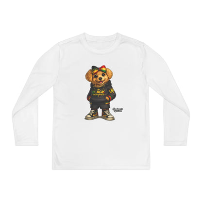 Youth Long Sleeve Tee — Trendy Bear Graphic "Black Excellence"