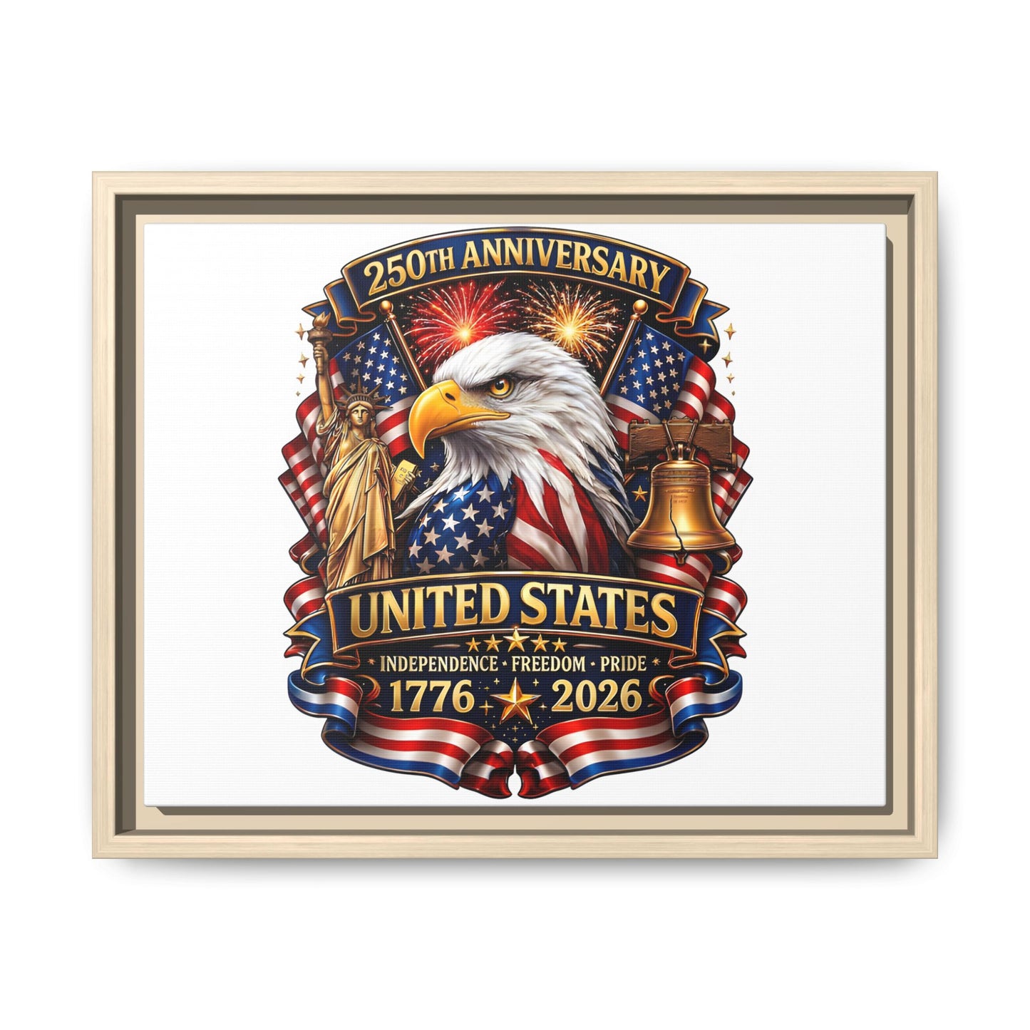 250th Anniversary United States Framed Canvas - Patriotic Eagle 1776–2026