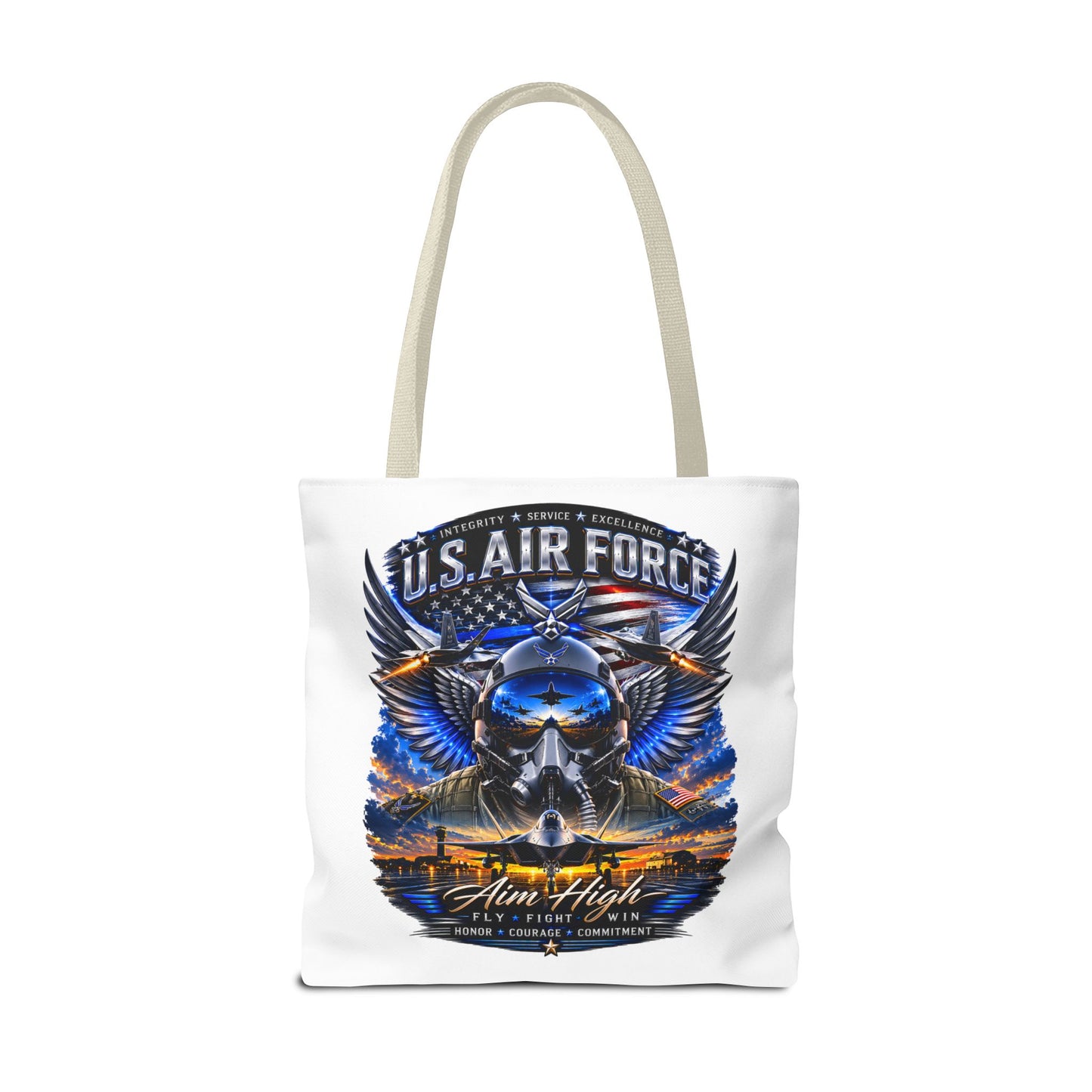 U.S. Air Force Aviator Tote Bag – 'Aim High' Military Pilot Design