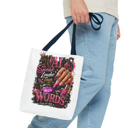 Nails Speak Louder Than Words Tote Bag – Glam Nail Technician Gift