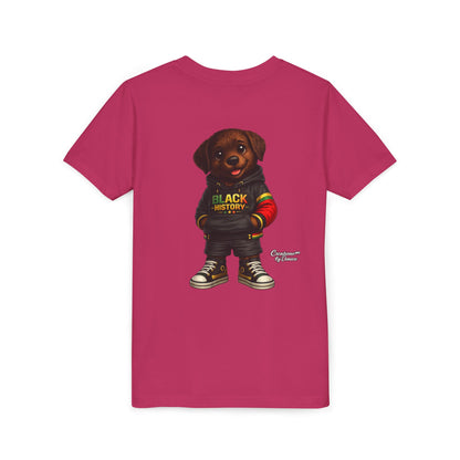 Youth Tee — Cute Puppy 'Black History' Graphic Shirt