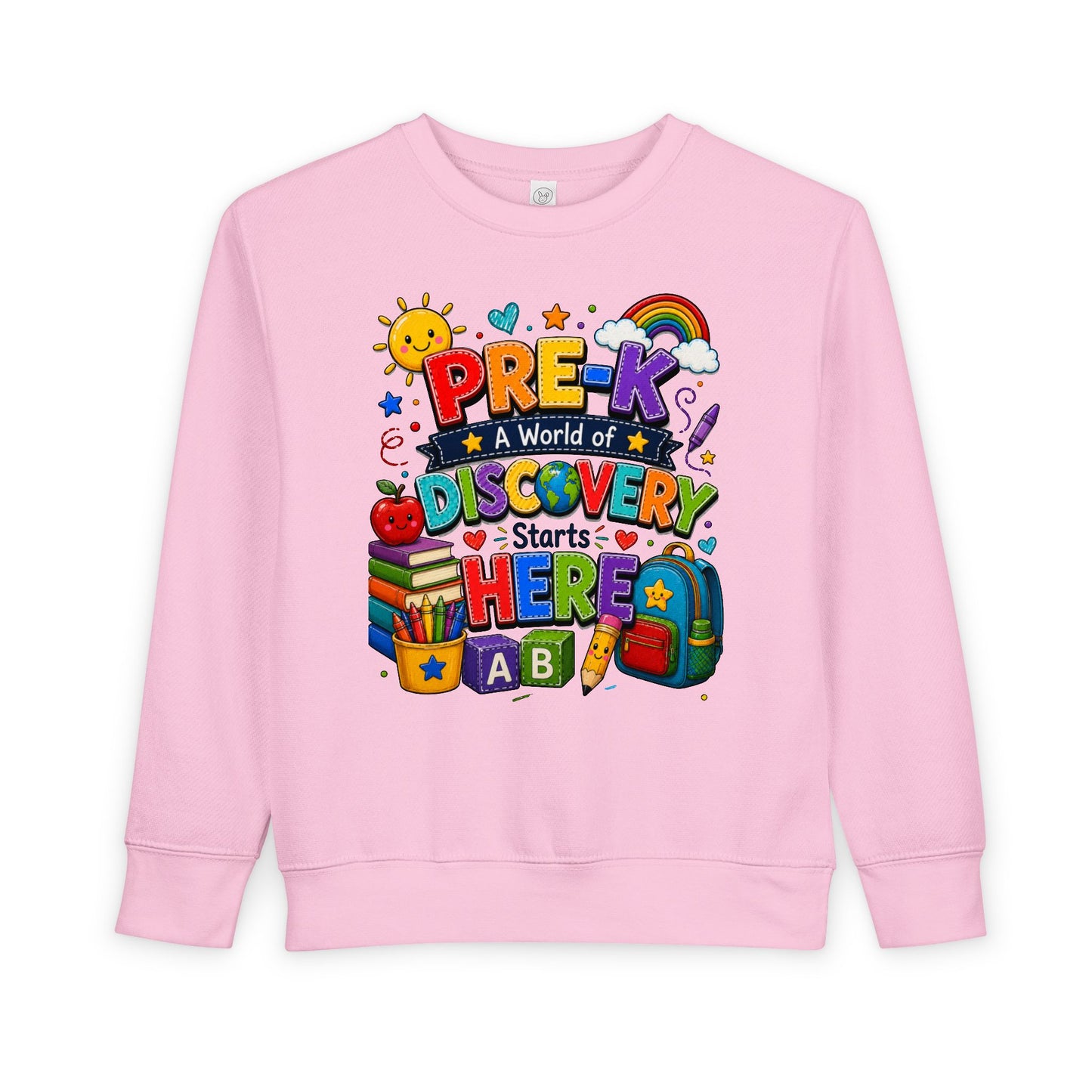 Pre-K Discovery Toddler Sweatshirt — "A World of Discovery Starts Here" Back-to-School
