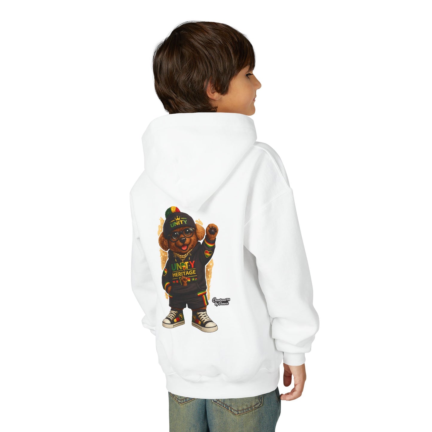 Youth Hoodie — Cool Rasta Bear Graphic Kids Sweatshirt