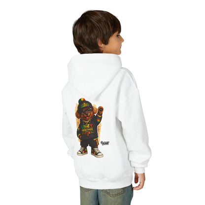 Youth Hoodie — Cool Rasta Bear Graphic Kids Sweatshirt