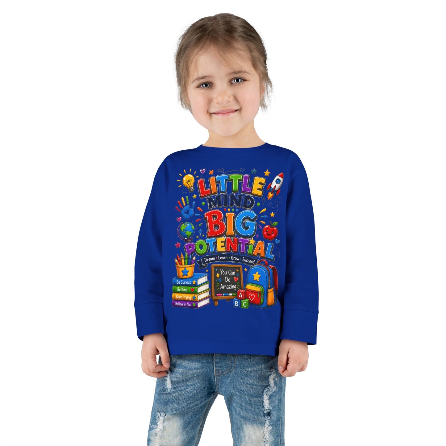 Toddler Tee — "Little Mind Big Potential" Back-to-School Long Sleeve