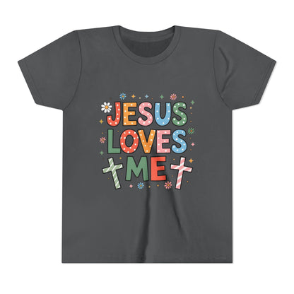 Youth Tee — "Jesus Loves Me" Colorful Christian Kids T-Shirt