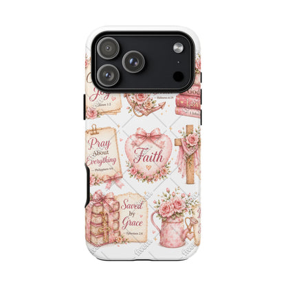 Faith Floral Phone Case – Christian Inspirational Scripture iPhone Cover (Choose Joy, Pray, Faith)