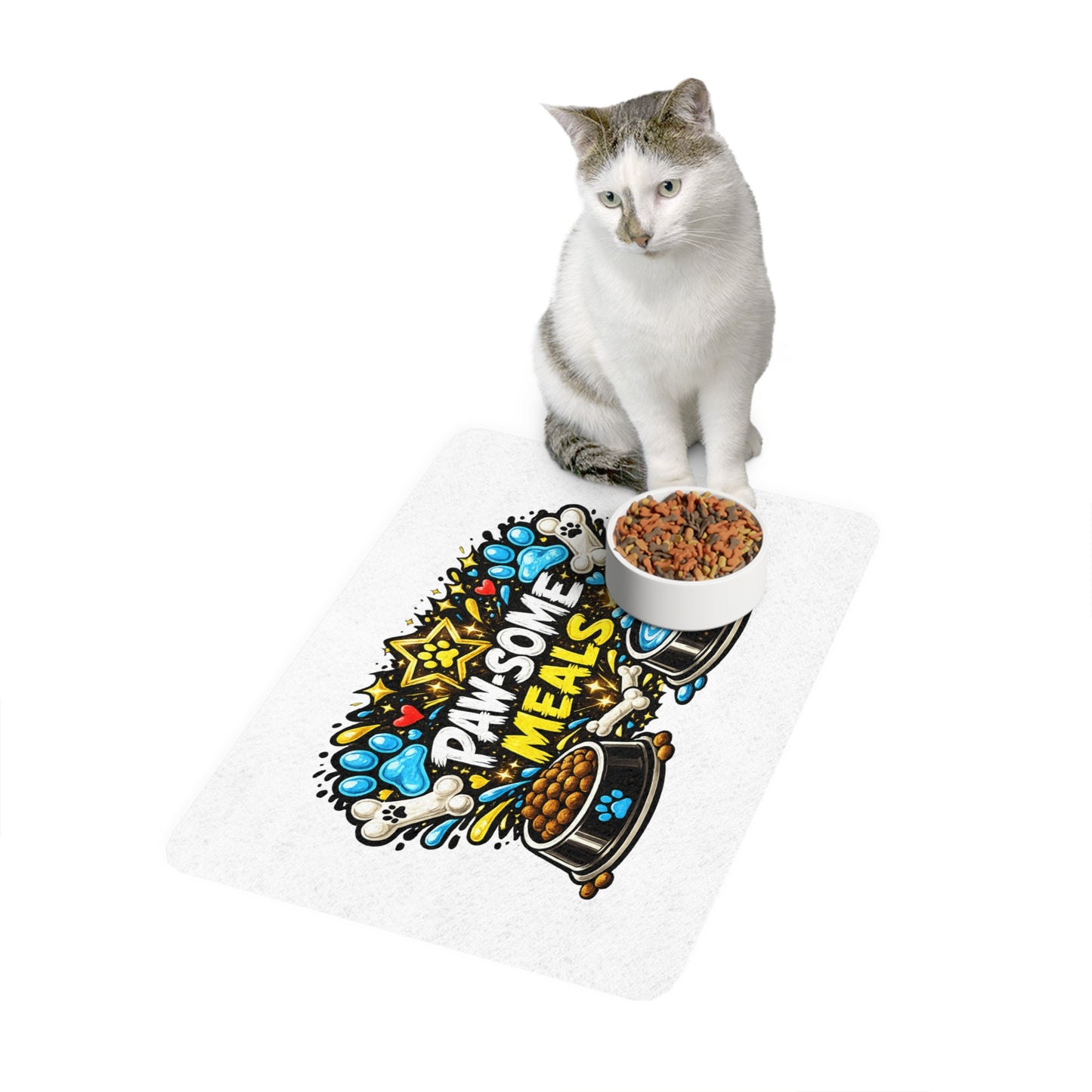 Pet Food Mat — "Pawsome Meals" Non-Slip Feeding Mat (12x18)