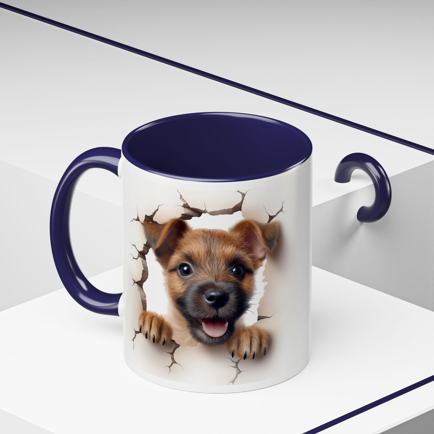 Puppy Peeking Accent Coffee Mug – Cute Dog Lover 11/15oz