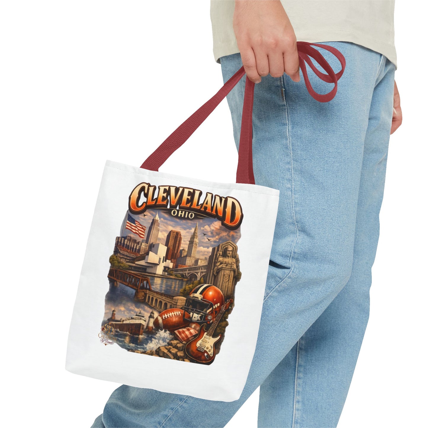 Cleveland Cityscape Tote Bag — Vintage Ohio Skyline & Sports Montage