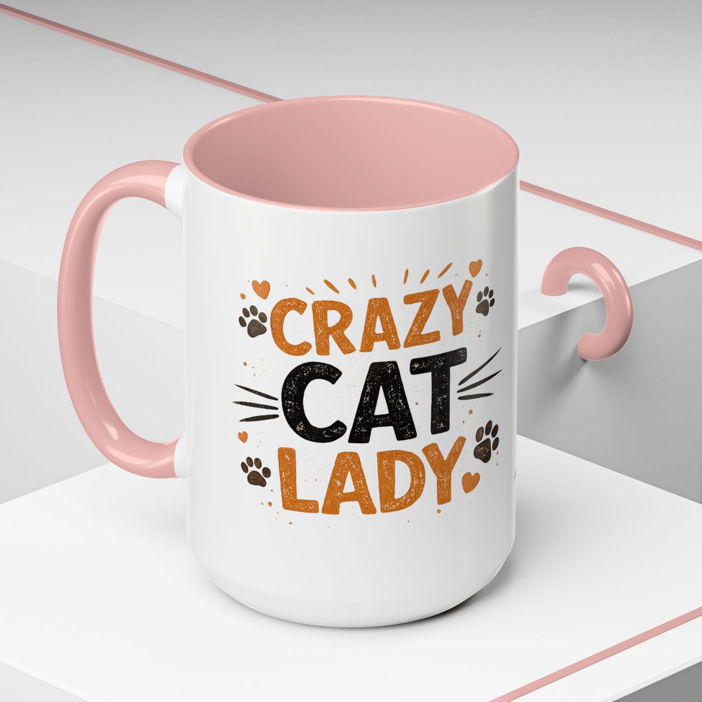 Cat Mug — "Crazy Cat Lady" Cute Kitten Accent Coffee Mug (11/15 oz)