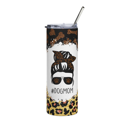 #DogMom Leopard Print Stainless Steel Tumbler - 20oz
