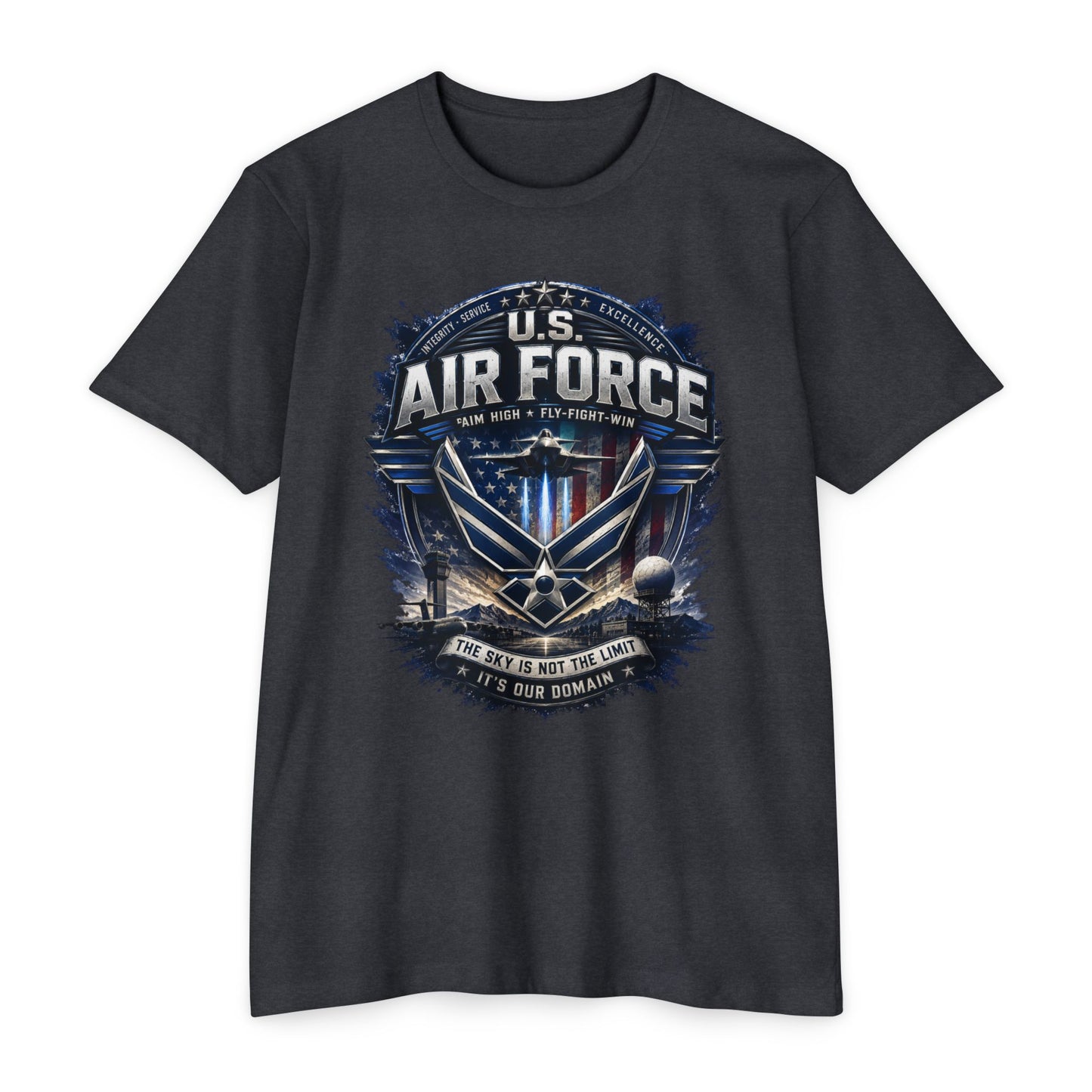 U.S. Air Force Graphic T-Shirt — Military Emblem Tee ("The Sky Is Not The Limit")
