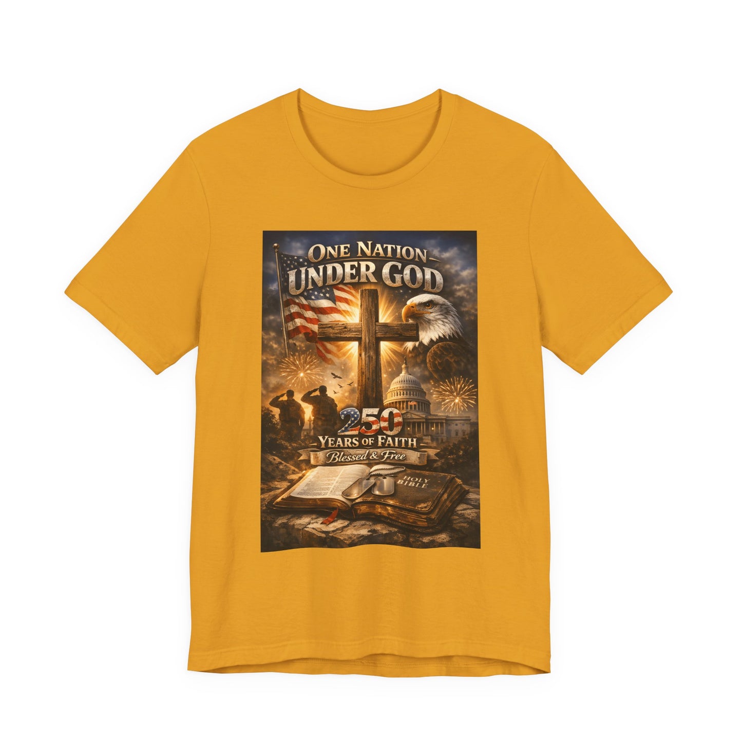 One Nation Under God T-Shirt — 250 Years of Faith Patriotic Christian Tee