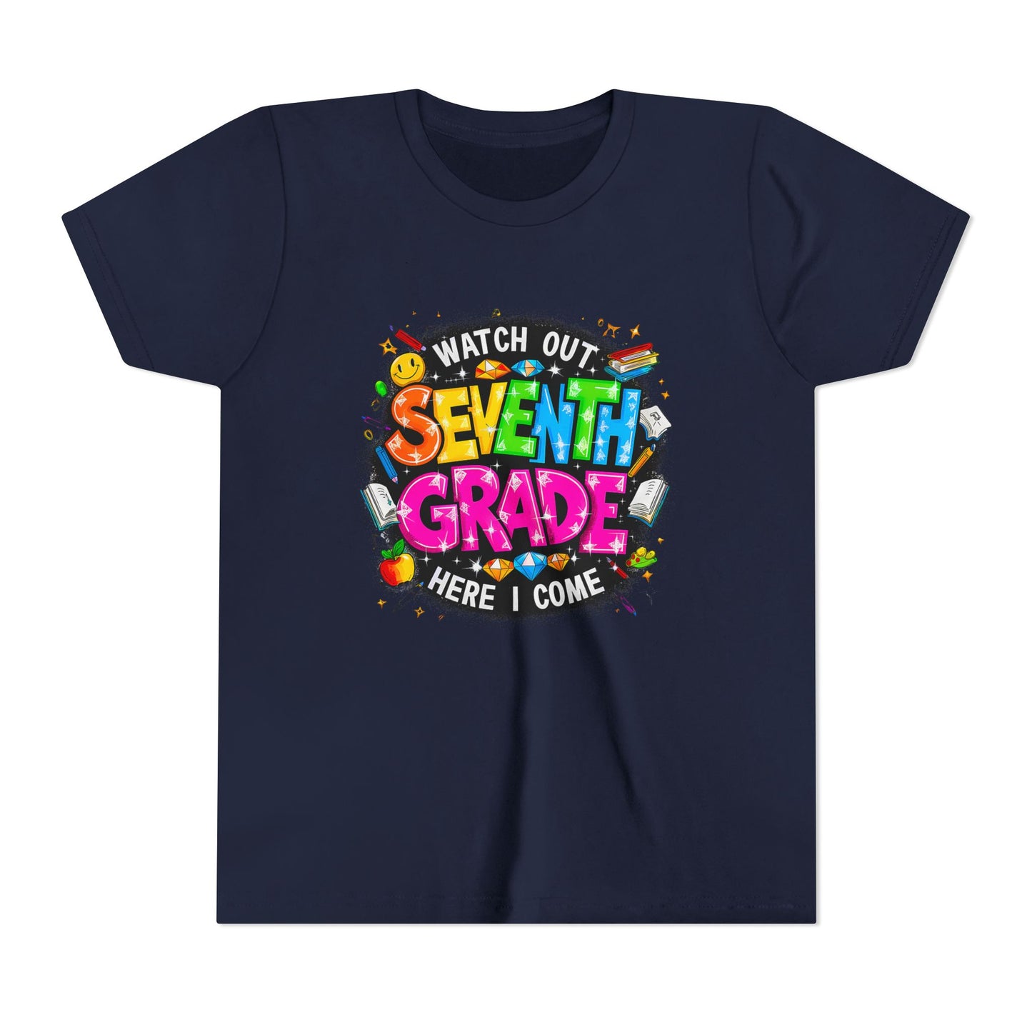 Seventh Grade Kids T‑Shirt — "Watch Out Seventh Grade Here I Come" Back‑to‑School Tee