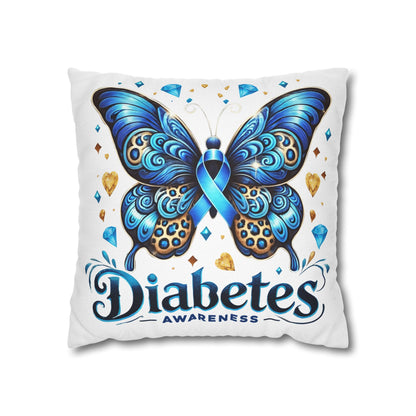 Diabetes Awareness Butterfly Pillowcase — Blue Ribbon Square Pillow
