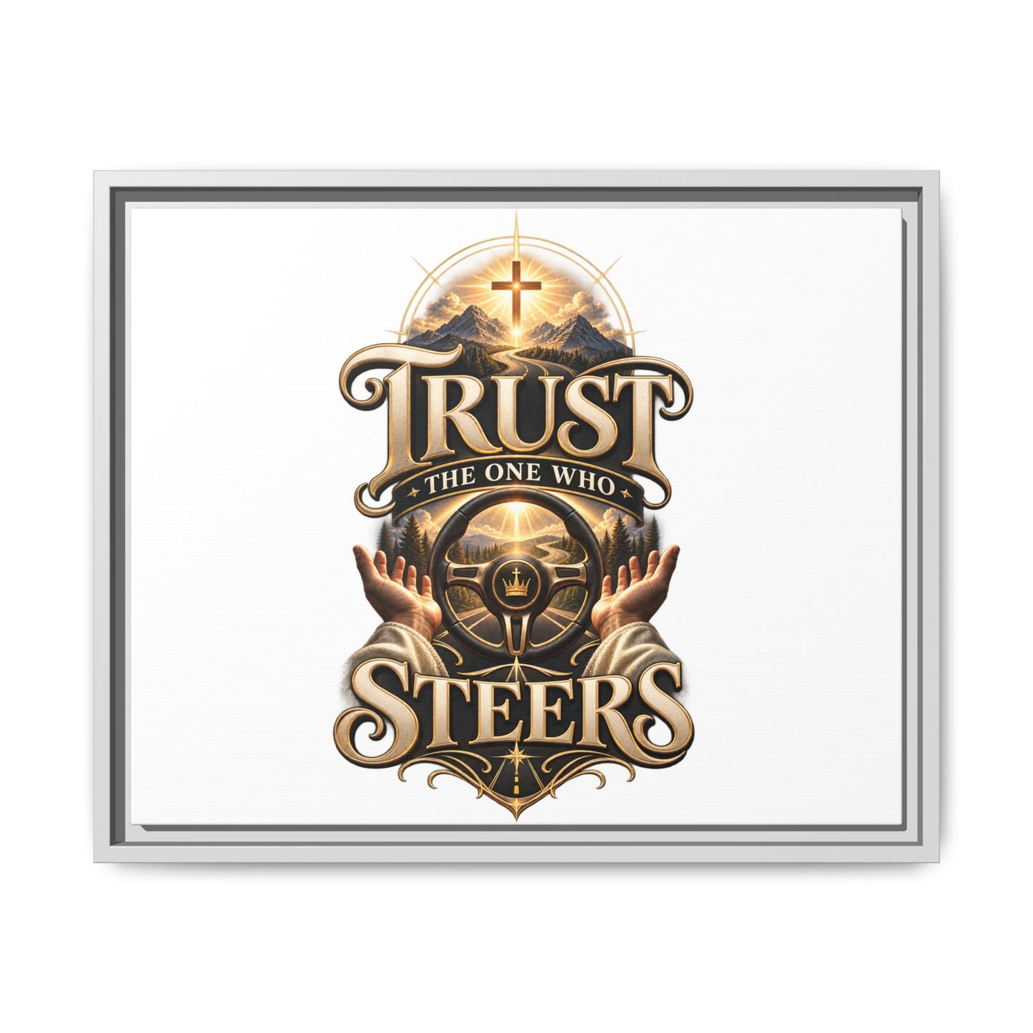 Trust He Guides Framed Canvas — Christian Inspirational Wall Art