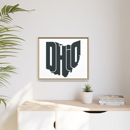 Ohio State Shape Matte Canvas Wall Art — Framed Modern State Typography Print