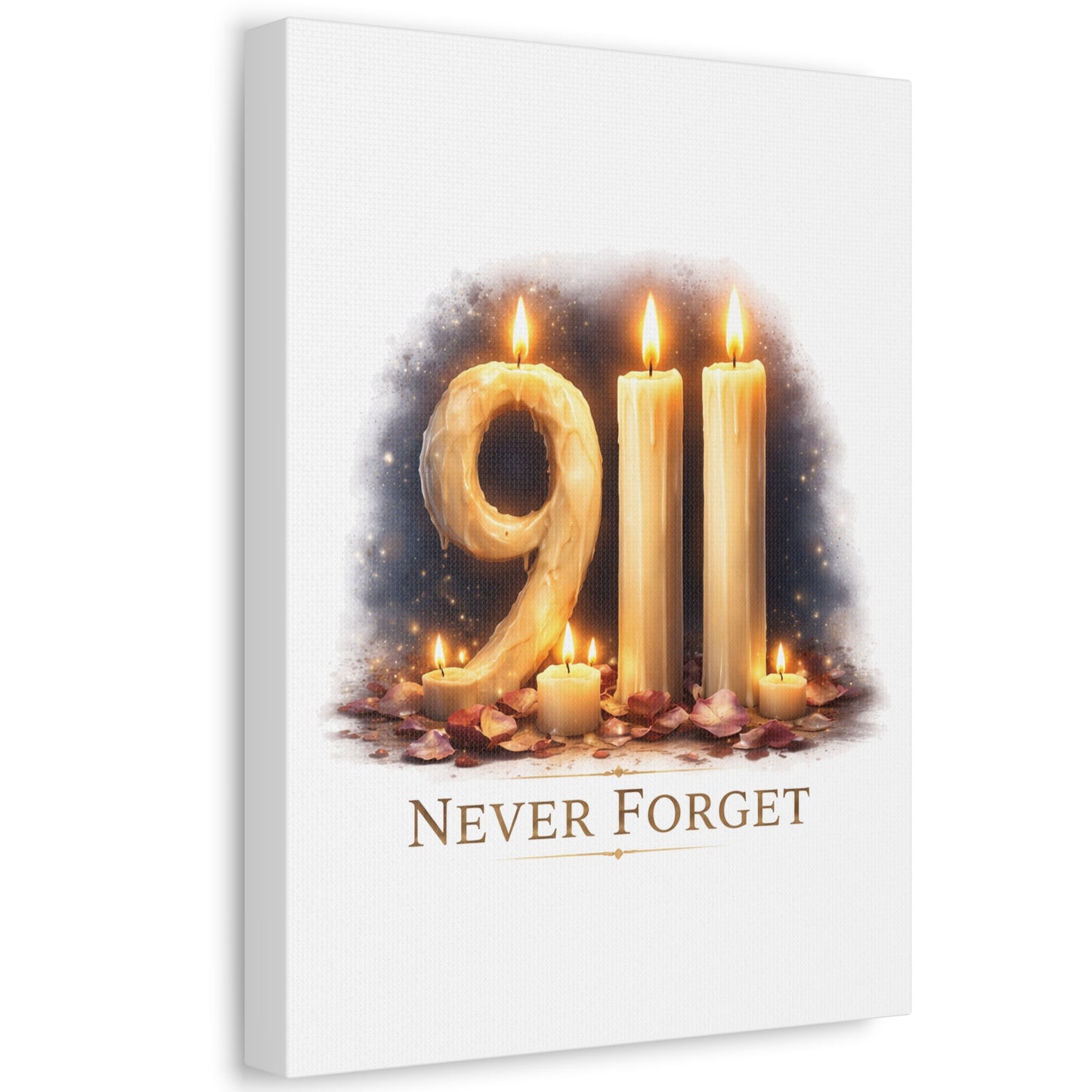 9/11 Never Forget Candle Memorial Stretched Canvas
