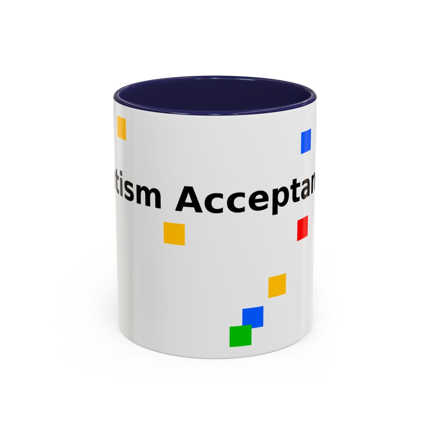 Autism Acceptance Accent Coffee Mug – Colorful Puzzle Square Design (11/15 oz)