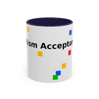 Autism Acceptance Accent Coffee Mug – Colorful Puzzle Square Design (11/15 oz)