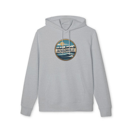 Jacksonville Skyline Hoodie — Vintage Beach Surf Circle Design