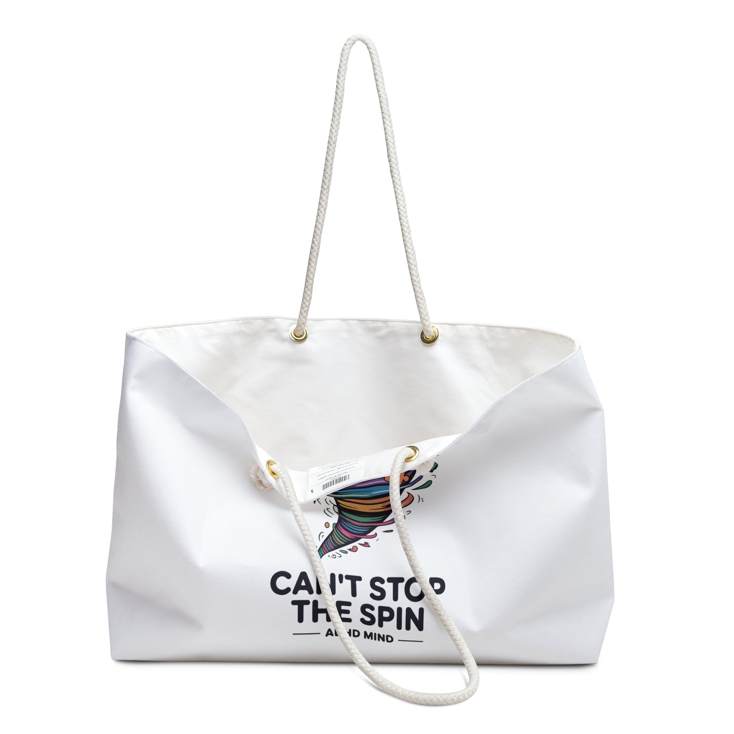 Weekender Bag — "Can't Stop the Spin" ADHD Mind Colorful Tornado Travel Tote
